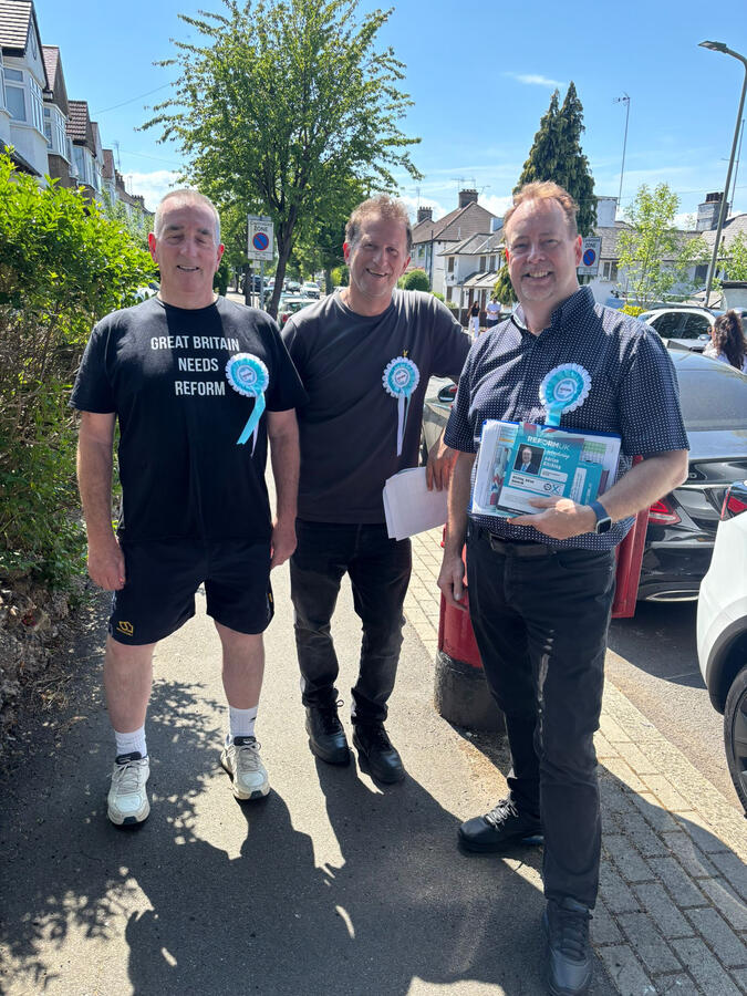 Our London coordinator, Branch Chair and local Candidate out on the streets.